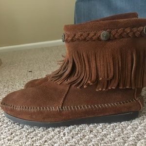 Minetonka Fringe Ankle Booties